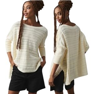 Anthropologie Pilcro Cream Oversized Tunic Sweater Size Medium